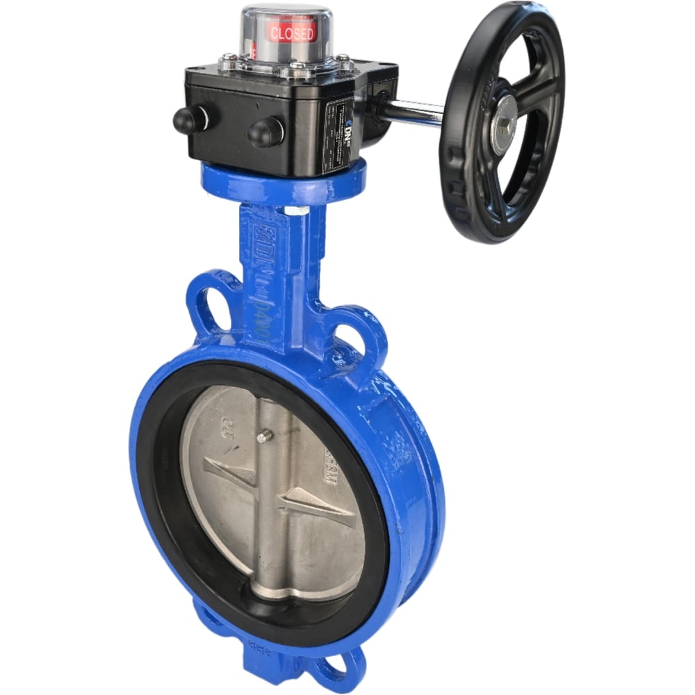 Изображение товара Затвор DN.ru WCB-316L-NBR Ду150 Ру16 с редуктором автоматический дисковый