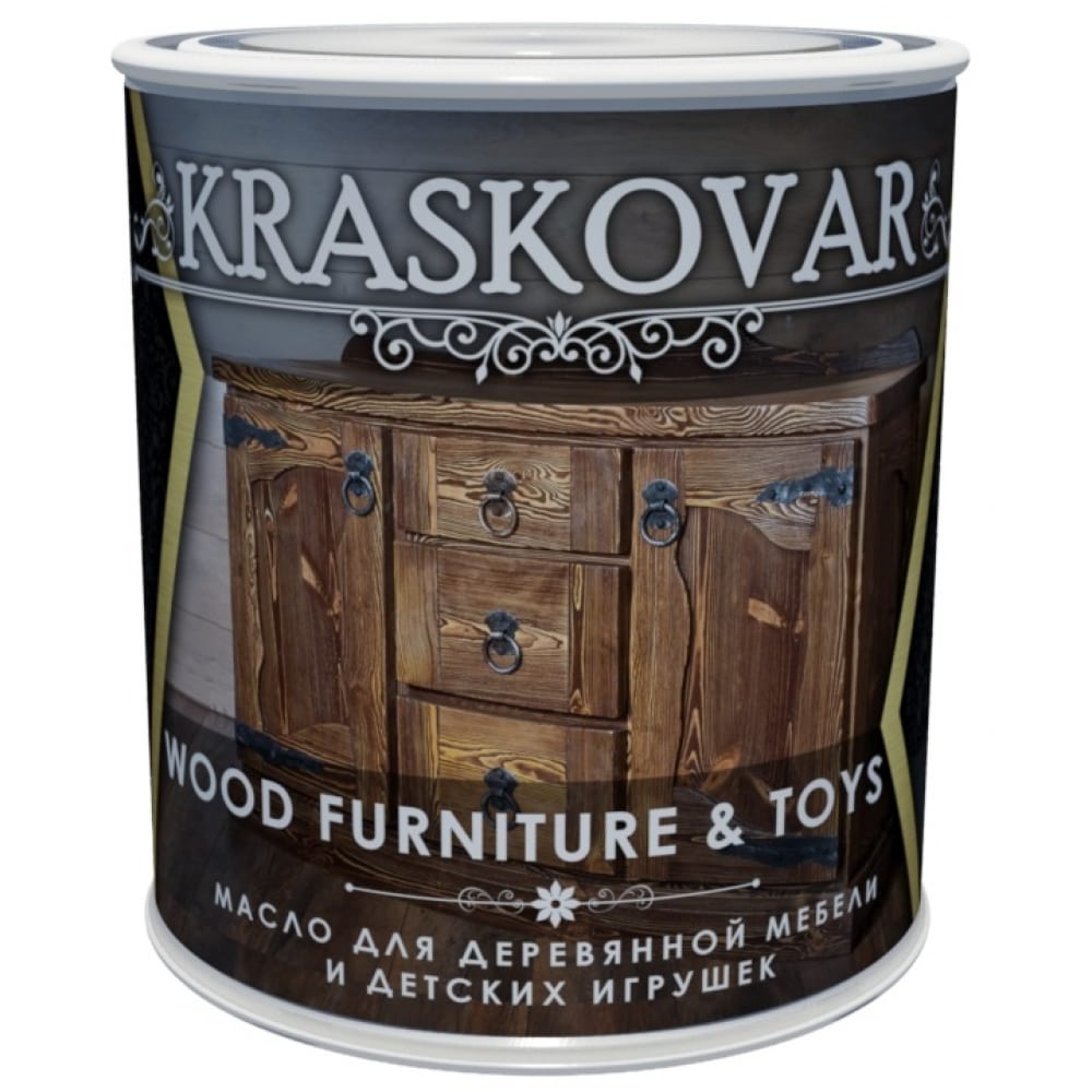Масло для мебели и детских игрушек Kraskovar воск карнаубский mighty oak светлый орех 100 мл