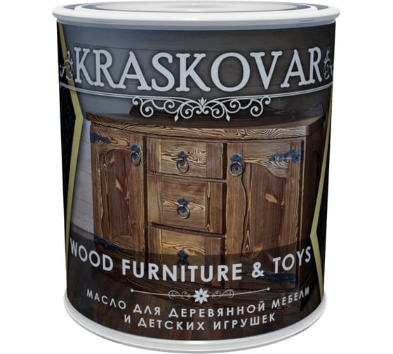 Изображение товара Масло для мебели и детских игрушек Kraskovar Wood Furniture & Toys орех 0,75 л 1373