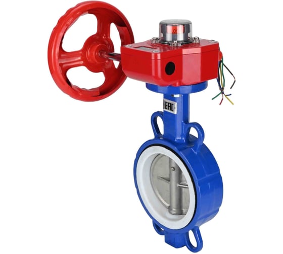 Изображение товара Затвор DN.ru WCB-316L-PTFE Ду50 Ру16 с редуктором HGBF-1 D050-12184