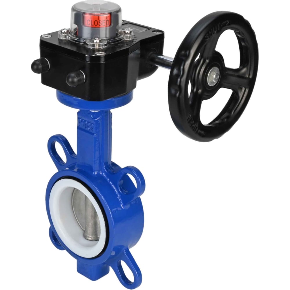 Изображение товара Затвор DN.ru WCB-316L-PTFE Ду50 Ру16 с редуктором HGB-1