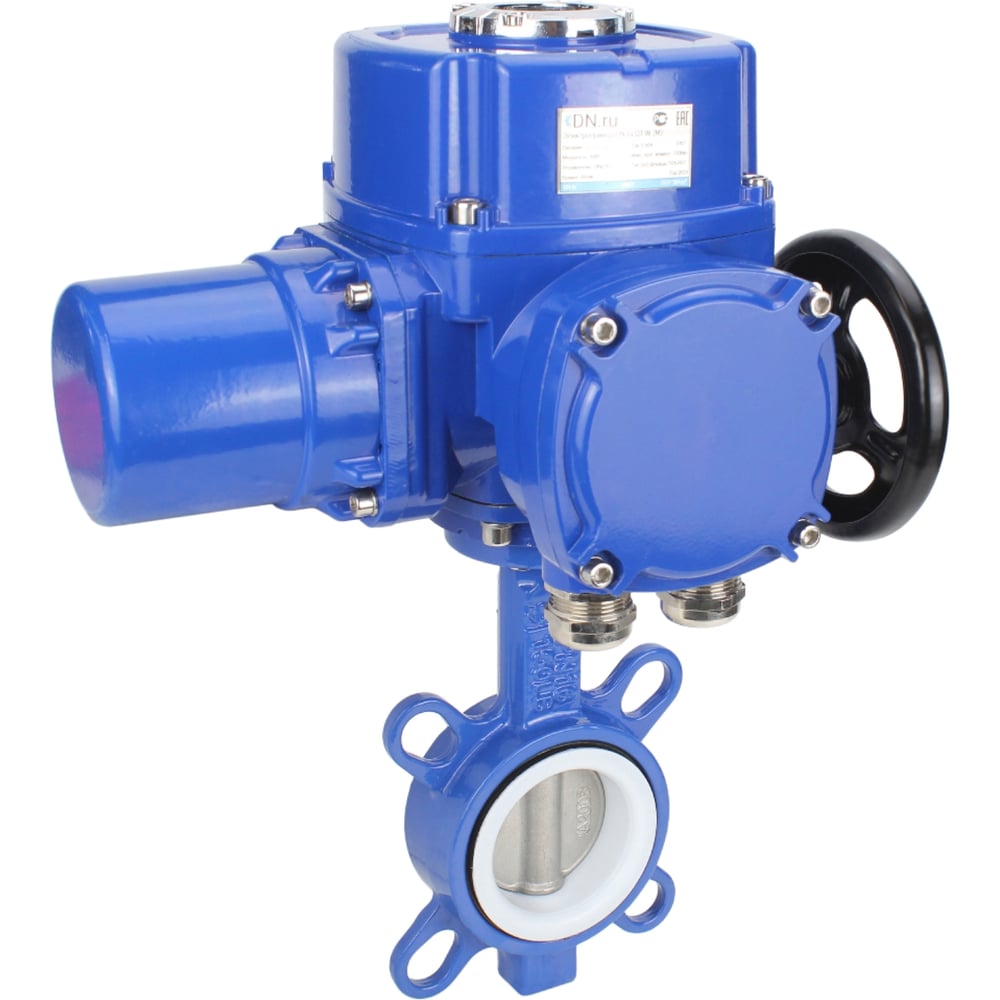 Изображение товара Затвор DN.ru WCB-316L-PTFE Ду40 Ру16 с электроприводом QT-W (M)-010