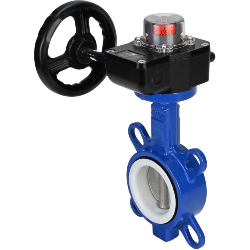 Изображение товара Затвор DN.ru WCB-316L-PTFE Ду65 Ру16 с редуктором HGB-1