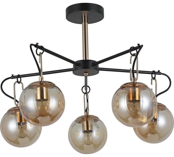 Изображение товара Люстра потолочная Schaffner Posizioni 9130-5, цвет черный/золото. Освещение до 20 кв.м, мощность 300 Вт Posizioni 9130-5 BK+FGD