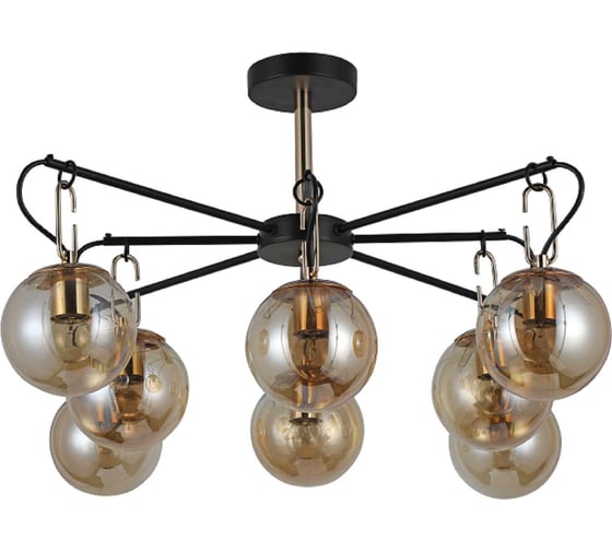 Изображение товара Люстра Schaffner потолочная Posizioni 9130-8, цвет черный/золото. Освещение до 25 кв.м, мощность 480 Вт Posizioni 9130-8 BK+FGD