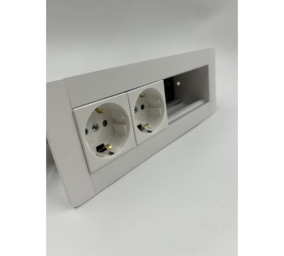 Изображение товара Встраиаемая модульная розетка Inrior на 2 EURO и свободные модули под стандарт Legrand 45x45 LD-04-10