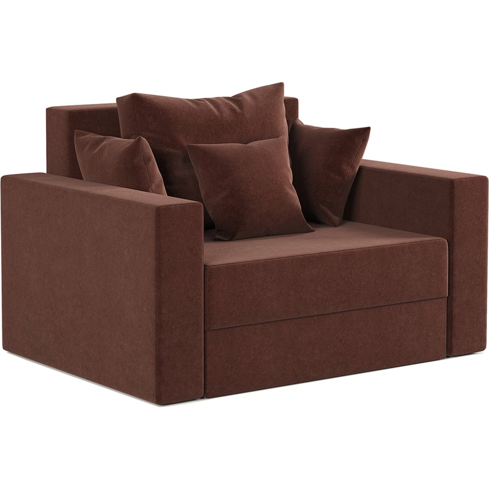 Изображение товара Кресло-кровать Шарм Мэдисон из велюра с механизмом еврокнижка, шоколад