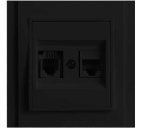 Изображение товара Розетка Metronex Electric Verona Black для LAN + Phone двойная FRZ00020210CMT