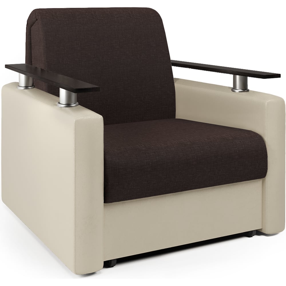 Изображение товара Кресло-кровать Шарм рогожка шоколад и экокожа