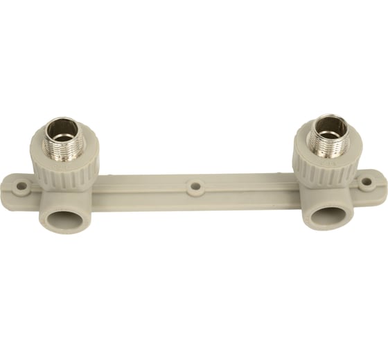 Изображение товара Комбинированный угольник RTP PN25 с креплением, двойной под смеситель, наружная резьба, D20х1/2 мм, серая 11057