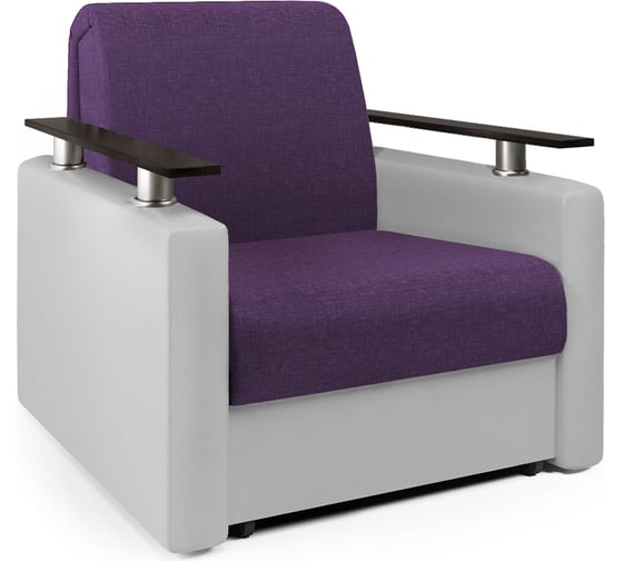 Изображение товара Кресло-кровать Шарм фиолетовая рогожка и экокожа белая 33070693