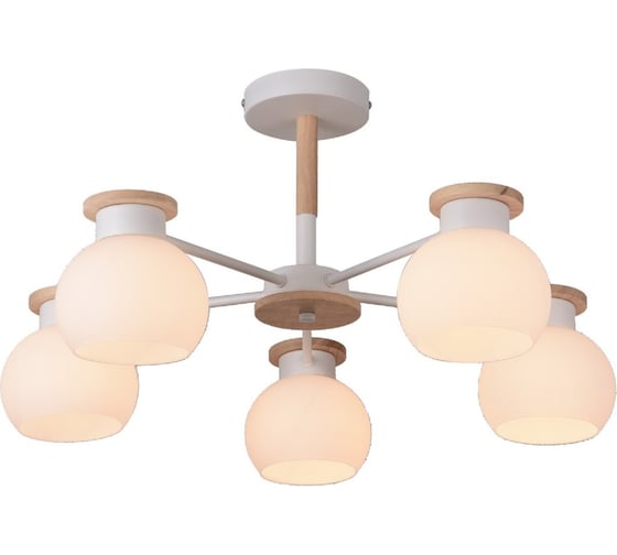 Изображение товара Люстра потолочная Schaffner Lavero 70121-5, цвет белый/коричневый. Освещение до 20 кв.м, мощность 300 Вт Lavero 70121-5 G