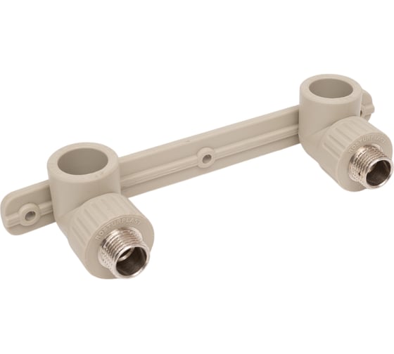 Изображение товара Комбинированный угольник RTP PN25 с креплением, двойной под смеситель, наружная резьба, D25х1/2 мм, серая 11058