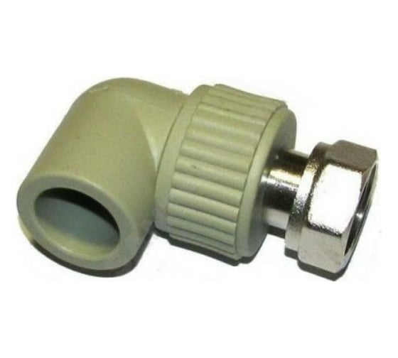 Изображение товара Угольник RTP с накидной гайкой на металлическом штуцере, D20х1/2 мм, серая 15829