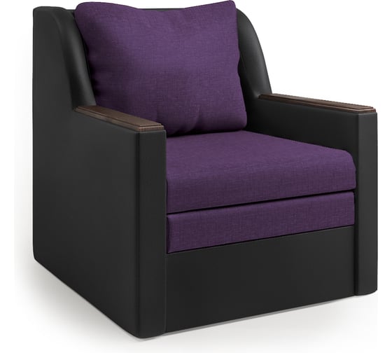 Изображение товара Кресло-кровать Шарм Соло экокожа черный и фиолетовая рогожка 1006040