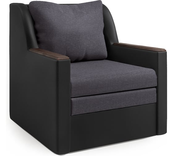 Изображение товара Кресло-кровать Шарм Соло экокожа черный и серая рогожка 1006039