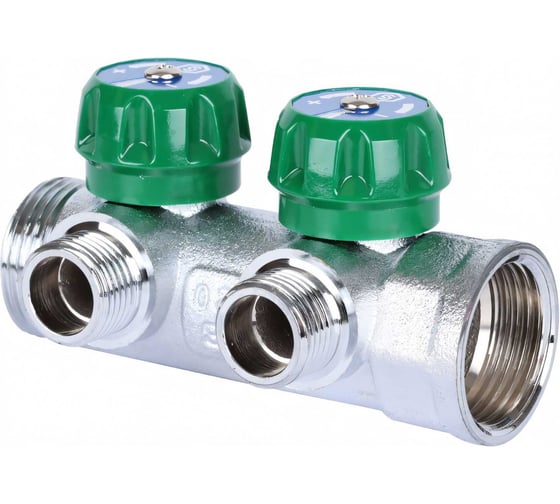 Изображение товара Регулирующий коллектор STOUT 1", 2 отвода 1/2", плоское уплотнение SMB-6849-011202 RG008UJF2PTLGU