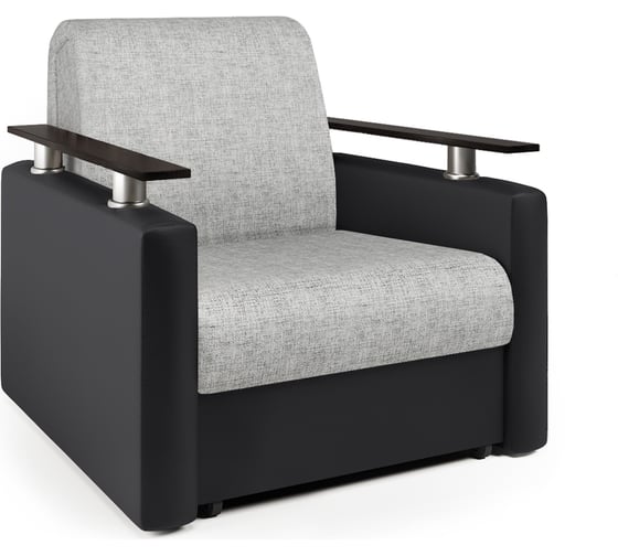 Изображение товара Кресло-кровать Шарм экокожа черная и серый шенилл 33070697