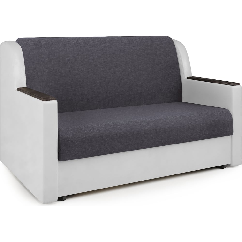 Изображение товара Диван-кровать Шарм Аккорд Д 120 в серой рогожке и белой экокоже