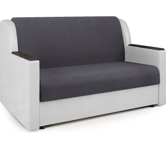 Изображение товара Диван-кровать Шарм Аккорд Д 140 серая рогожка и экокожа белая 33070066