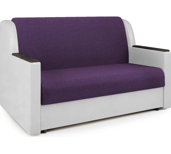 Изображение товара Диван-кровать Шарм Аккорд Д 100 фиолетовая рогожка и экокожа белая 33070029