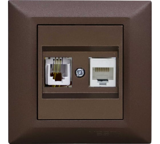 Изображение товара Розетка Metronex Electric Roma Choco для сетевого кабеля LAN + Phone FRZ00020226TKR