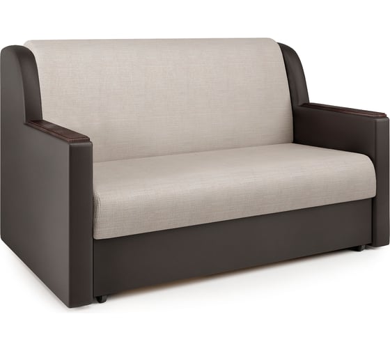 Изображение товара Диван-кровать Шарм Аккорд Д 140 экокожа шоколад и шенилл беж 33070077