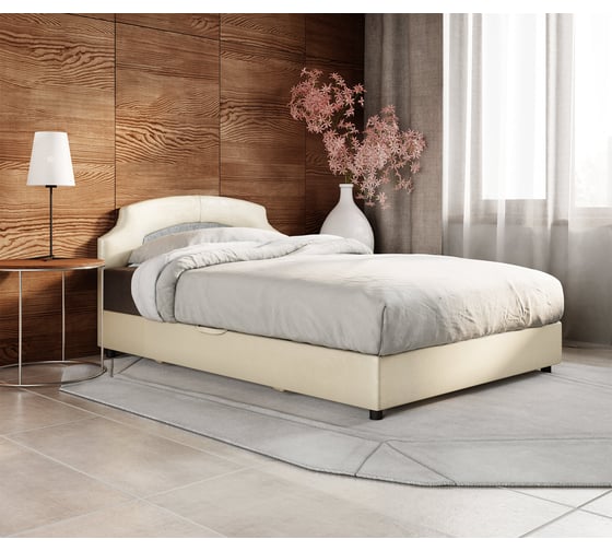 Изображение товара Кровать Шарм 100 мальта серая и экокожа беж 170523334