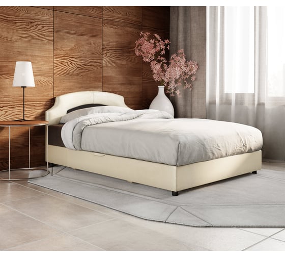 Изображение товара Кровать Шарм 100 рогожка шоколад и экокожа беж 170523335