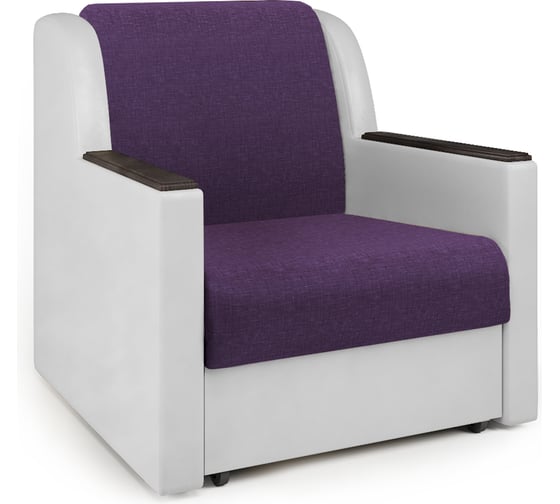 Изображение товара Кресло-кровать Шарм Аккорд Д 90 фиолетовая рогожка и экокожа белая 170522052