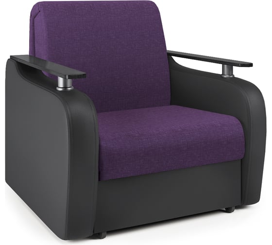 Изображение товара Кресло-кровать Шарм Гранд Д 70 фиолетовая рогожка и черная экокожа 170522133