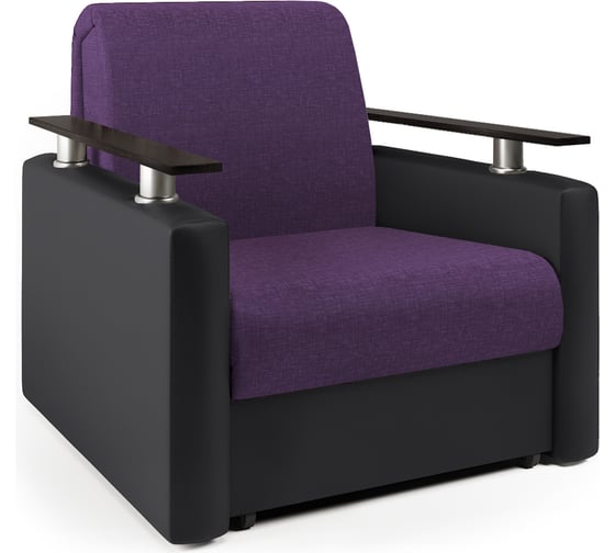 Изображение товара Кресло-кровать Шарм 70 фиолетовая рогожка и черная экокожа 170522286