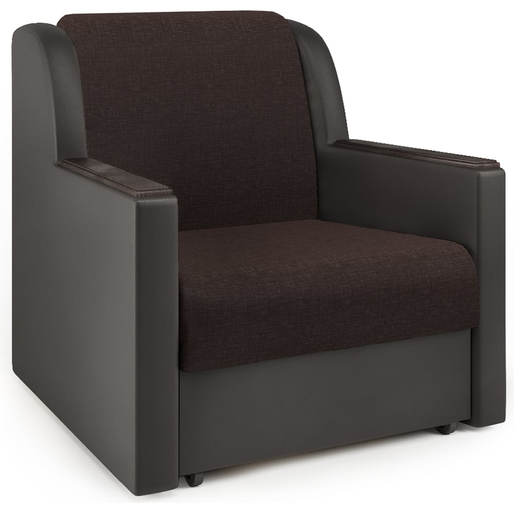 Изображение товара Кресло-кровать Шарм Аккорд Д 60 с механизмом аккордеон, рогожка и экокожа шоколад