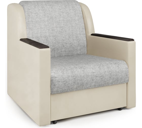 Изображение товара Кресло-кровать Шарм Аккорд Д экокожа беж и серый шенилл 33070648