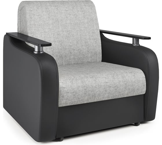 Изображение товара Кресло-кровать Шарм Гранд Д экокожа черная и серый шенилл 33070742