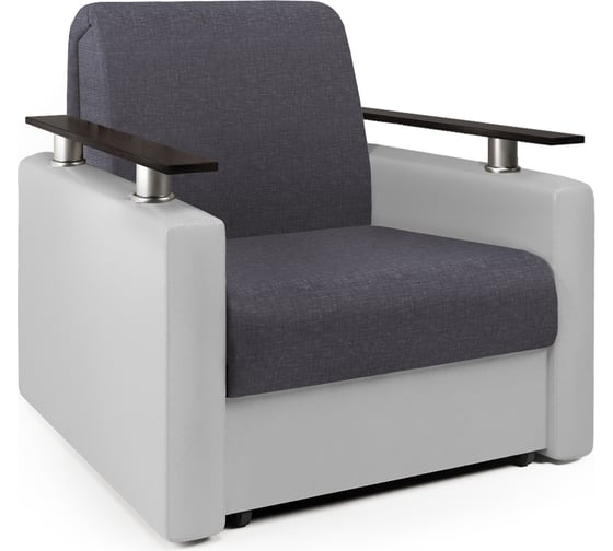 Изображение товара Кресло-кровать Шарм 70 серая рогожка и экокожа белая 170522285