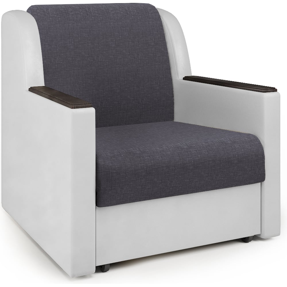 Изображение товара Кресло-кровать Шарм Аккорд Д 80 серое с рогожкой и экокожей