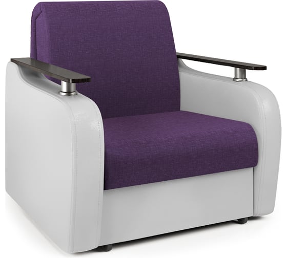 Изображение товара Кресло-кровать Шарм Гранд Д 70 фиолетовая рогожка и экокожа белая 170522134