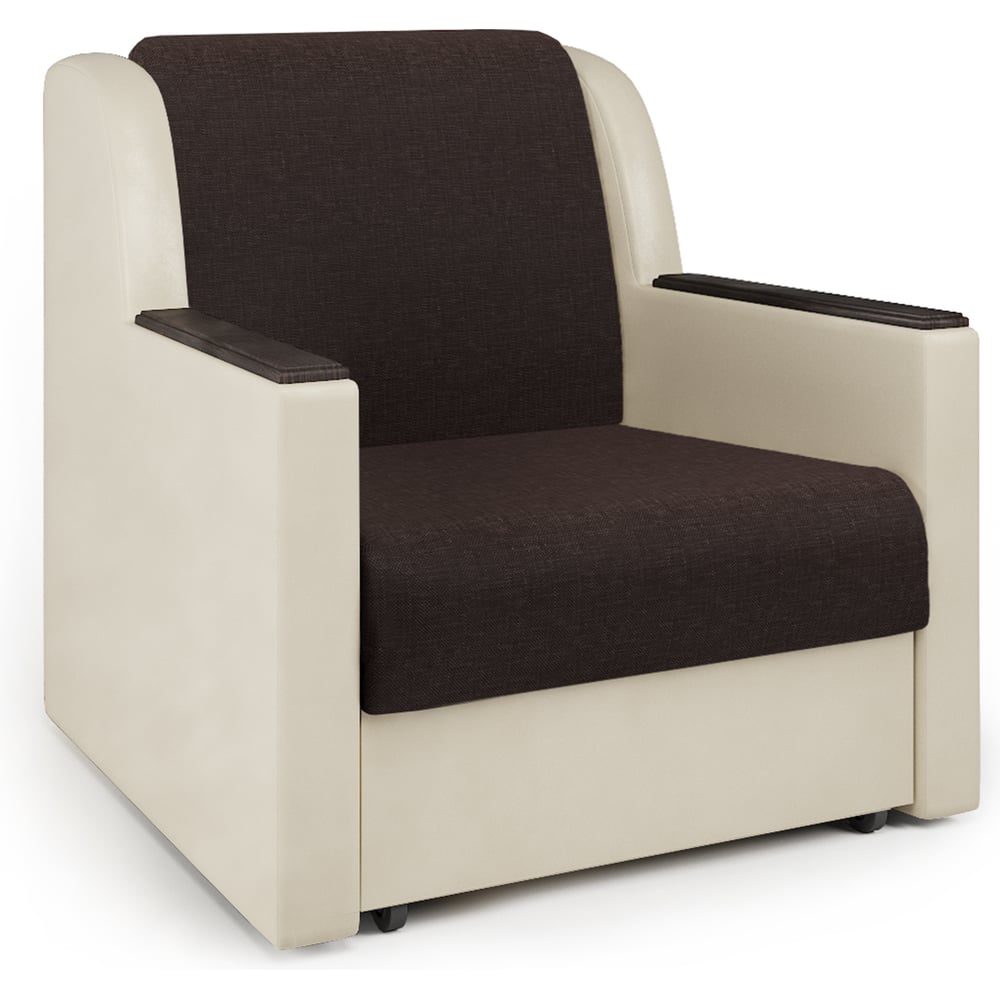 Изображение товара Кресло-кровать Шарм Аккорд Д рогожка шоколад и экокожа беж 33070642