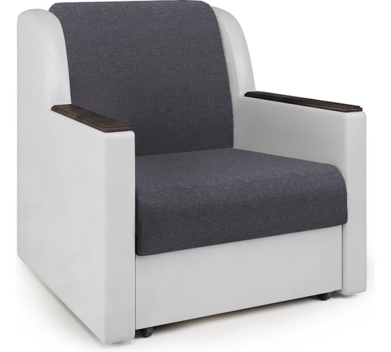 Изображение товара Кресло-кровать Шарм Аккорд Д 90 серая рогожка и экокожа белая 170522051
