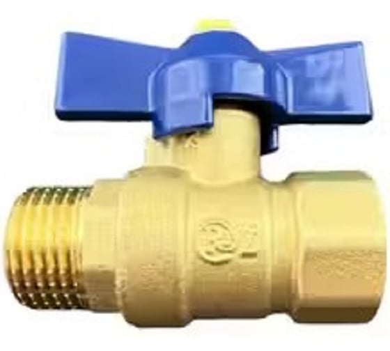 Изображение товара Кран шаровый для воды GRIALE 1/2 дюйма латунный полнопроходной, ВН-НР, ручка - бабочка L12-BFM