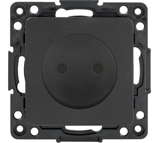 Изображение товара Механизм 1-местной розетки EKF PROxima Стокгольм, без заземления, 10А, черный, с защитными шторками EZR10-022-10