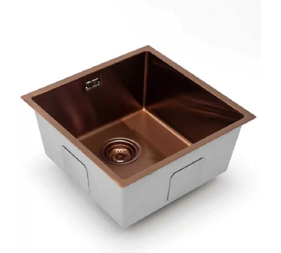 Изображение товара Кухонная мойка из нержавеющей стали Grandex AQUA с PVD покрытием PROLINE 44 COPPER, 44x44x20 3034132