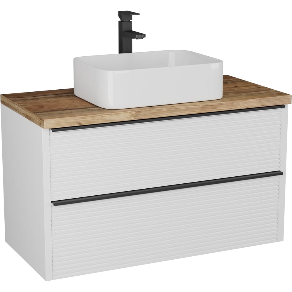 Изображение товара Тумба для ванной Veneciana Torno 105 с 2 ящиками белый мат современный дизайн