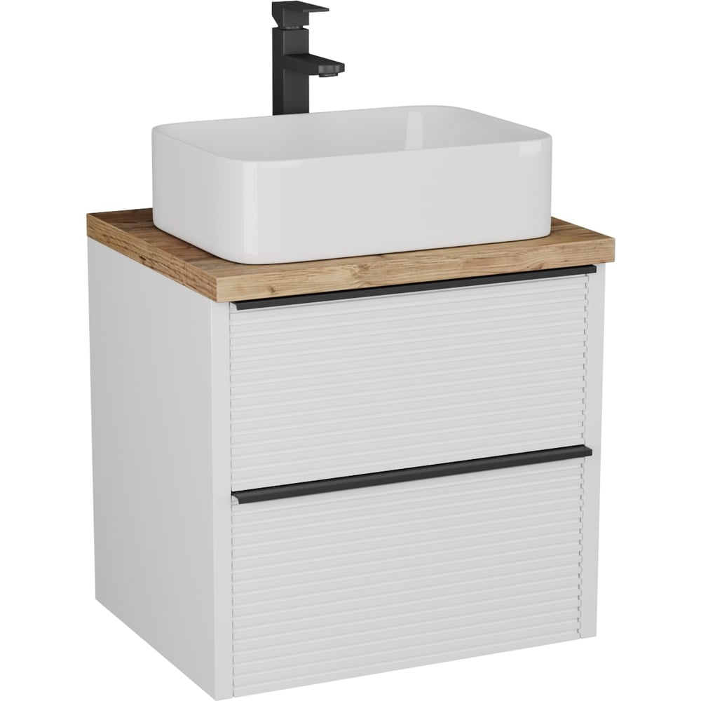 Изображение товара Тумба Veneciana Torno 65 с двумя ящиками для ванной белый мат современный стиль