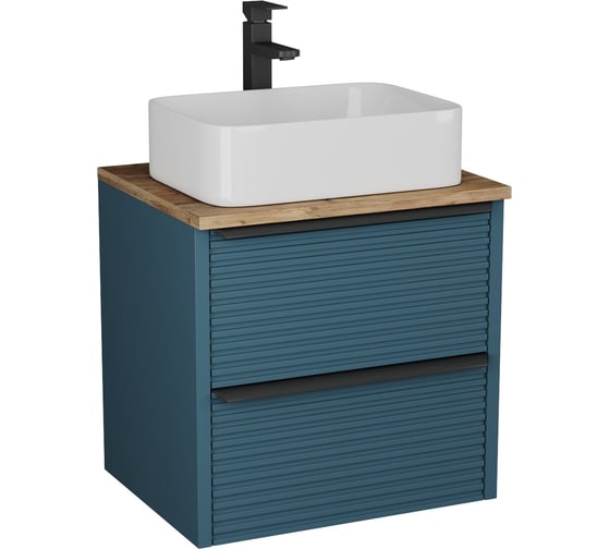 Изображение товара Тумба Veneciana Torno 65 с 2-мя ящиками, под накладной умывальник, сине-зеленый мат 56524