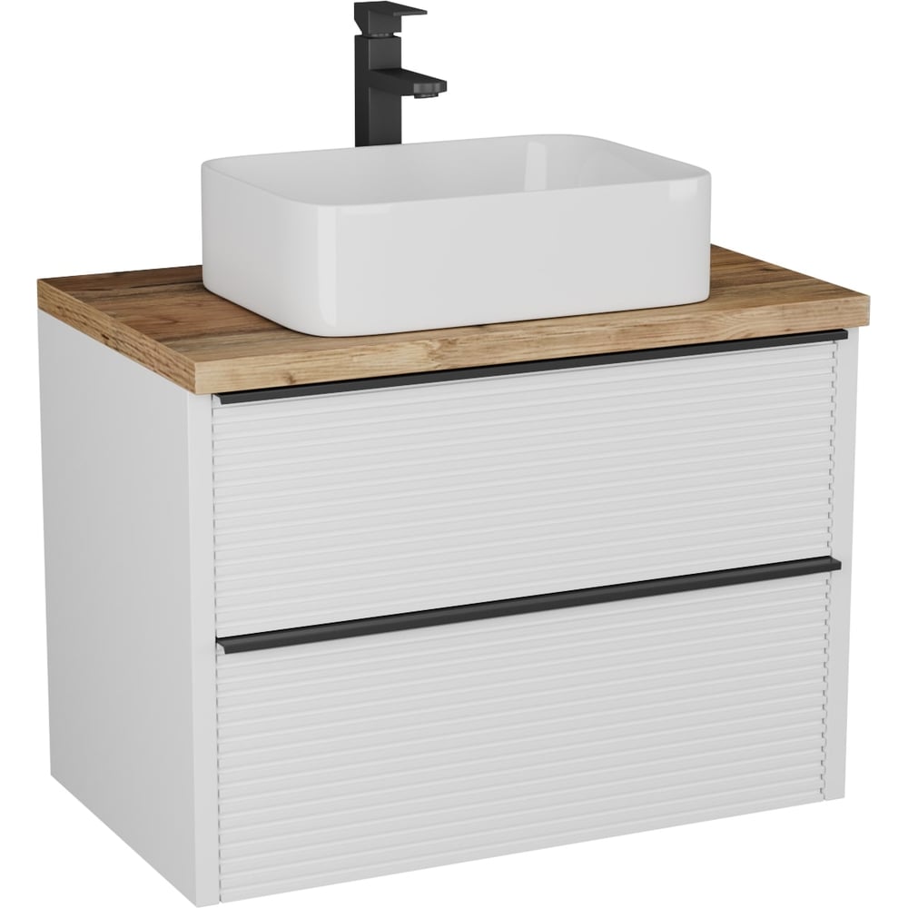 Изображение товара Тумба для ванной Veneciana Torno 85 с двумя ящиками белый мат современная мебель