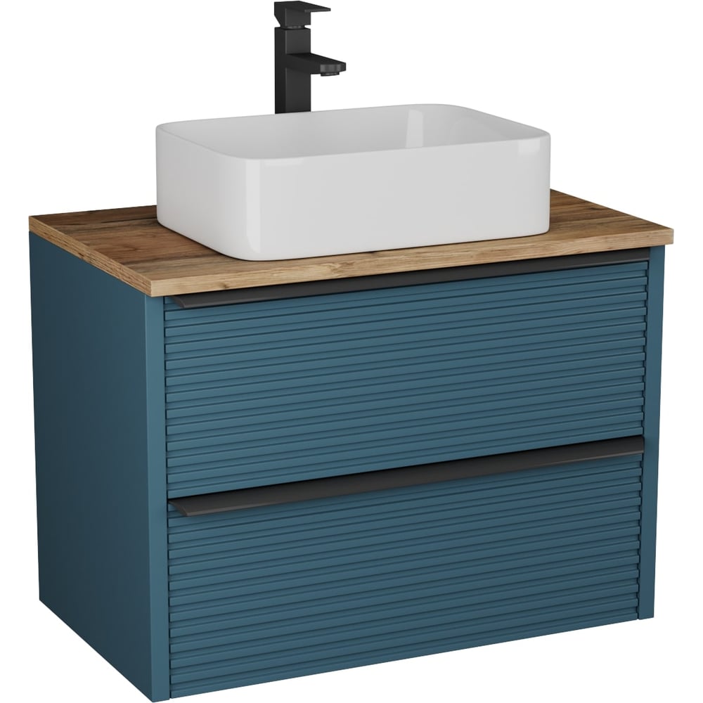 Изображение товара Тумба Veneciana Torno 85 с 2 ящиками под накладную раковину сине-зеленый мат