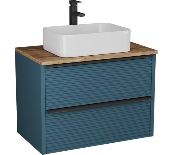 Изображение товара Тумба Veneciana Torno 85 с 2-мя ящиками, под накладной умывальник, сине-зеленый мат 58523
