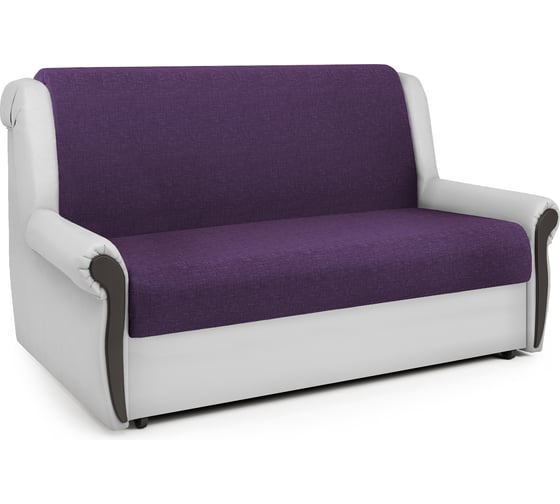 Изображение товара Диван-кровать Шарм Аккорд М 100 фиолетовая рогожка, и экокожа, белая 33070096